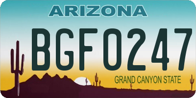 AZ license plate BGF0247