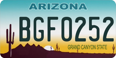 AZ license plate BGF0252