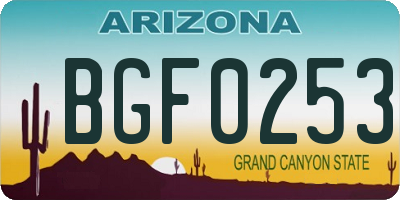 AZ license plate BGF0253
