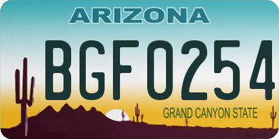 AZ license plate BGF0254