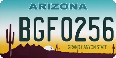 AZ license plate BGF0256