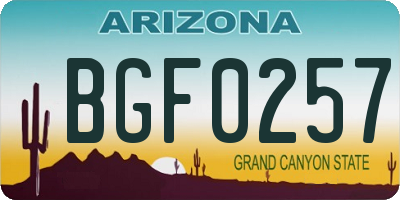 AZ license plate BGF0257