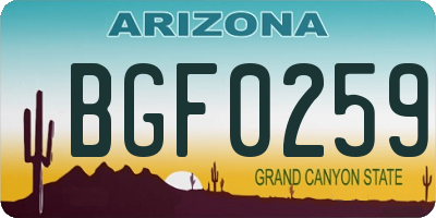 AZ license plate BGF0259