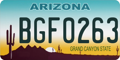 AZ license plate BGF0263