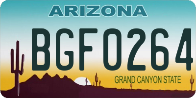 AZ license plate BGF0264