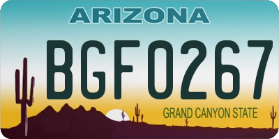 AZ license plate BGF0267