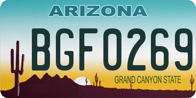 AZ license plate BGF0269