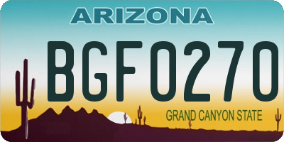 AZ license plate BGF0270