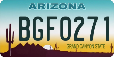 AZ license plate BGF0271