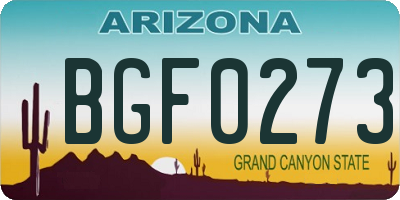 AZ license plate BGF0273