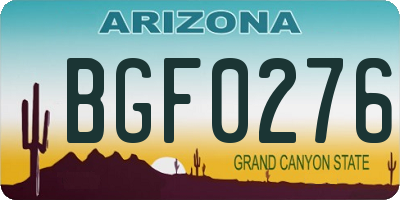 AZ license plate BGF0276