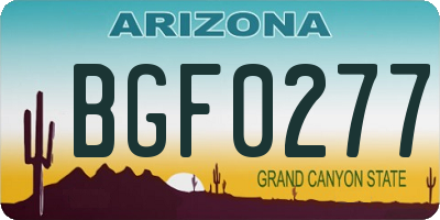 AZ license plate BGF0277