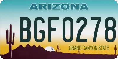 AZ license plate BGF0278