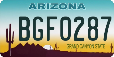 AZ license plate BGF0287