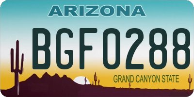 AZ license plate BGF0288