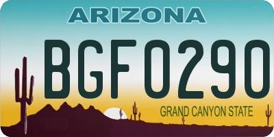 AZ license plate BGF0290