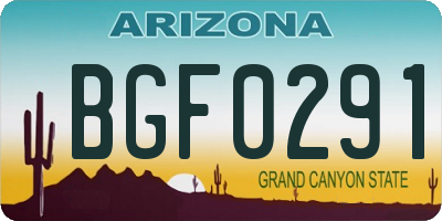 AZ license plate BGF0291
