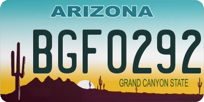 AZ license plate BGF0292