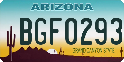 AZ license plate BGF0293