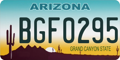 AZ license plate BGF0295