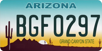 AZ license plate BGF0297