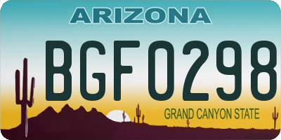 AZ license plate BGF0298