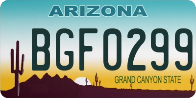 AZ license plate BGF0299