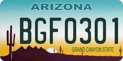AZ license plate BGF0301