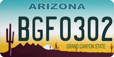 AZ license plate BGF0302