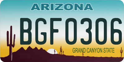 AZ license plate BGF0306
