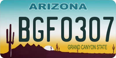 AZ license plate BGF0307