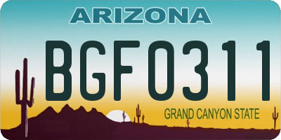AZ license plate BGF0311