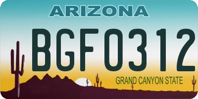 AZ license plate BGF0312