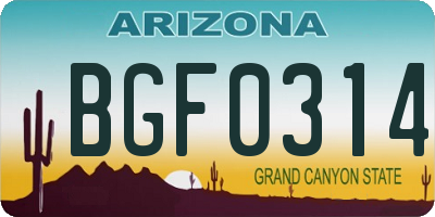 AZ license plate BGF0314