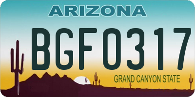 AZ license plate BGF0317