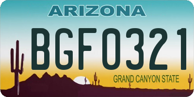 AZ license plate BGF0321
