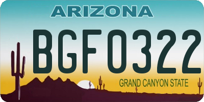 AZ license plate BGF0322