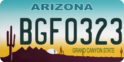 AZ license plate BGF0323