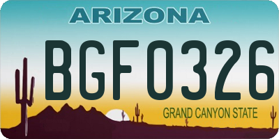 AZ license plate BGF0326