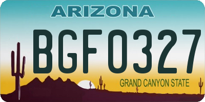 AZ license plate BGF0327