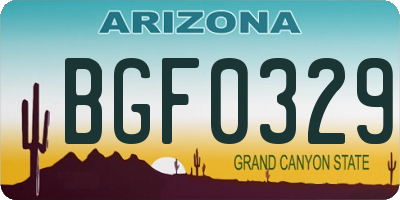AZ license plate BGF0329