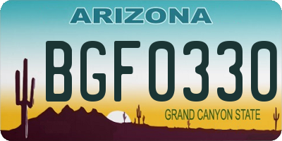 AZ license plate BGF0330