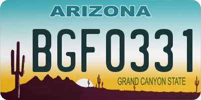 AZ license plate BGF0331