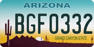 AZ license plate BGF0332