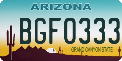 AZ license plate BGF0333