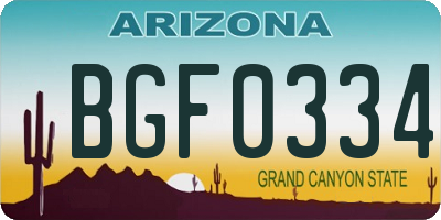 AZ license plate BGF0334