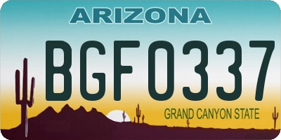 AZ license plate BGF0337