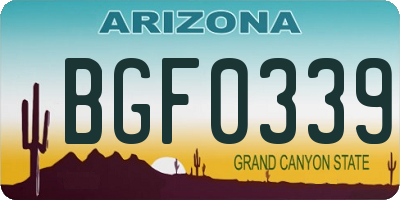 AZ license plate BGF0339