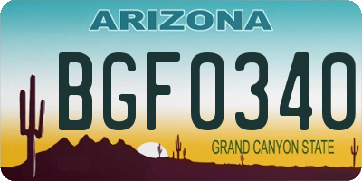 AZ license plate BGF0340