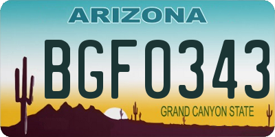 AZ license plate BGF0343